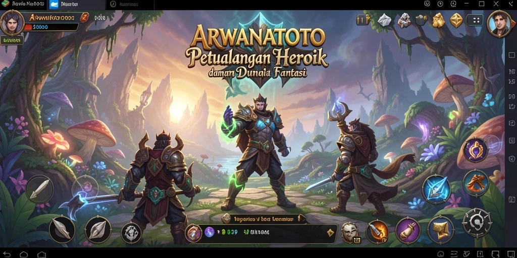 Tangkapan layar ARWANATOTO yang menampilkan pertarungan epik di dunia fantasi.