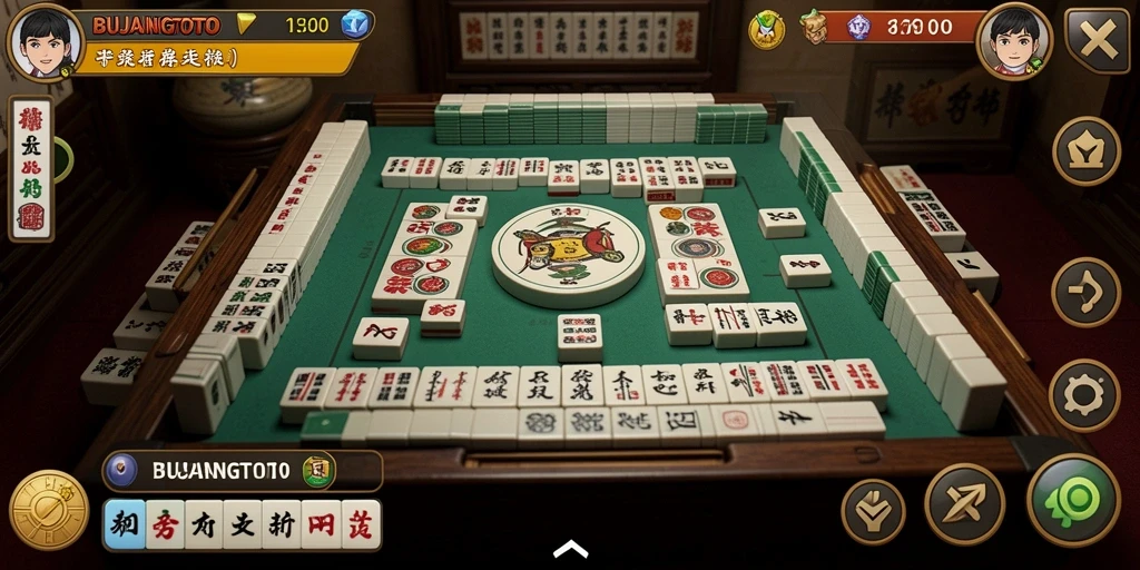 Tampilan gameplay seru dari BUJANGTOTO dengan ubin Mahjong.