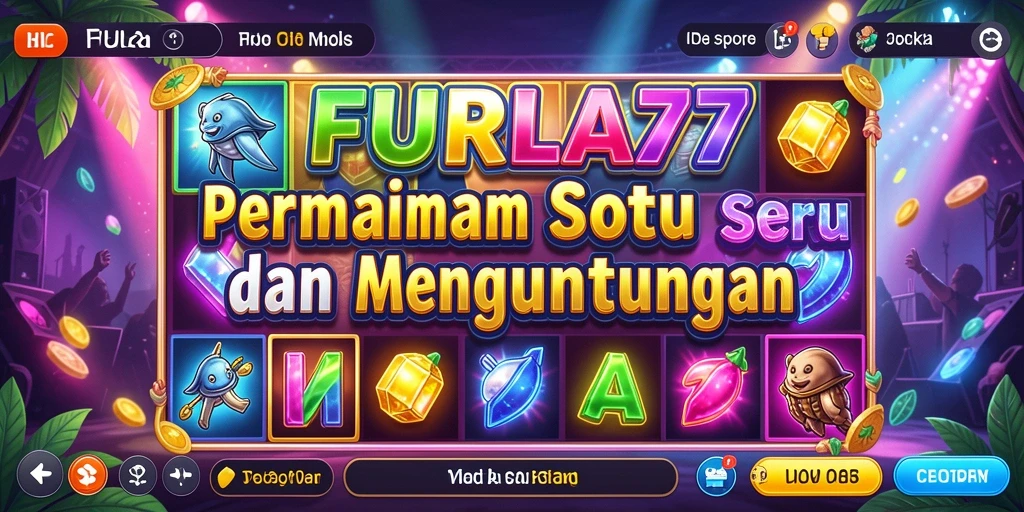 Tampilan gameplay menarik dari FURLA77 dengan simbol berkilau dan efek suara dinamis.