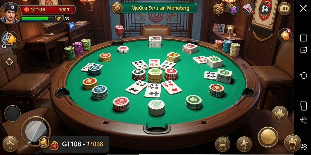 Screenshot gameplay GT108 yang menampilkan aksi QiuQiu yang mendebarkan.