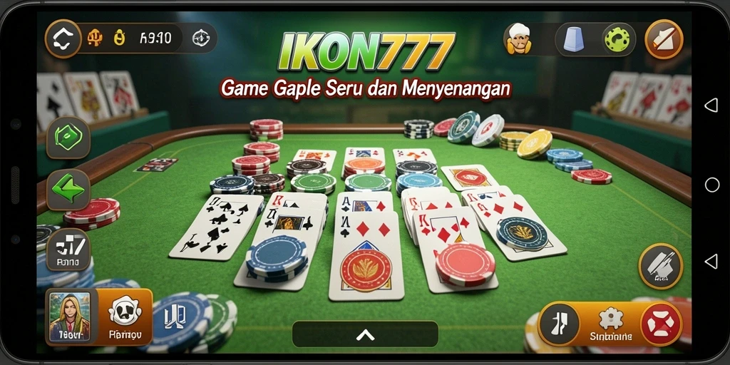Tampilan gameplay seru dari IKON777 yang menampilkan strategi Gaple.