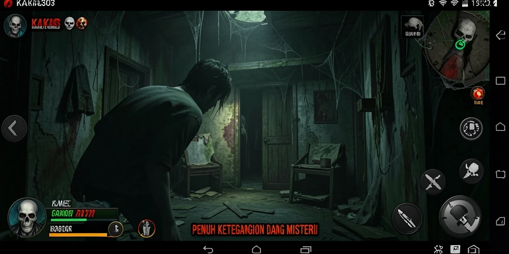 Screenshot gameplay KAKA303 dengan suasana horor yang mencekam.