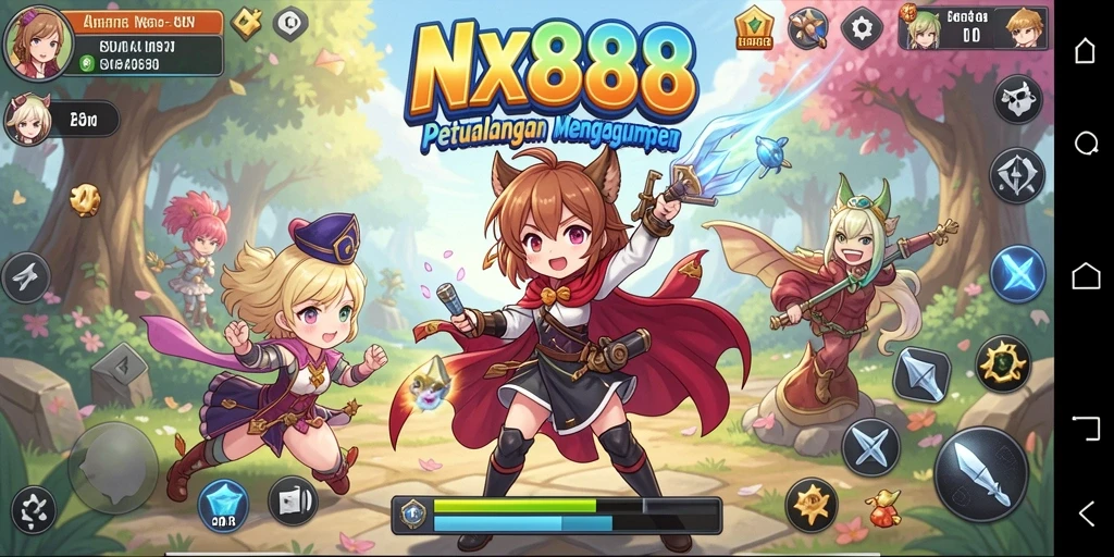Tampilan gameplay seru dengan aksi karakter Anime.